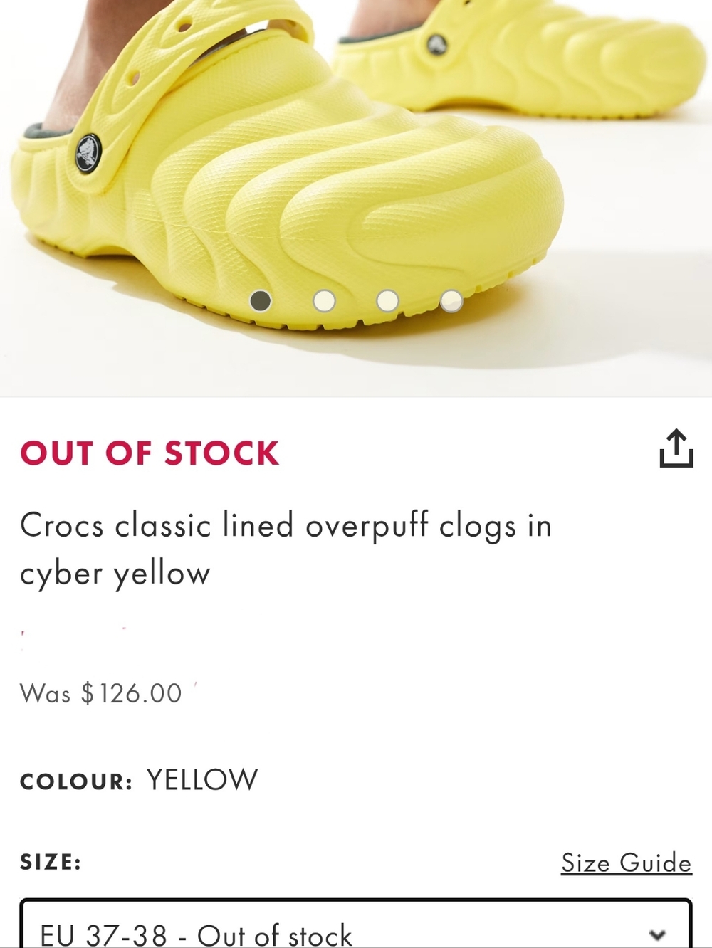 Crocs Classic Lined Overpuff Clogs color Cyber Yellow Mens 5 W's 7 - Picture 12 of 12